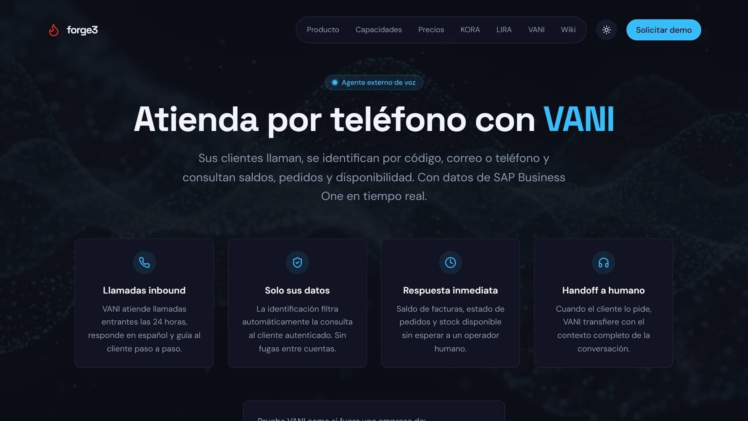 Vista previa de VANI — Atención al cliente por voz